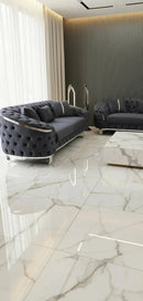 Kingston 3+2 Anthracite Grey Velvet Sofa Set with Chrome Detailing – Modern Luxury Sofa Bespoke Beds