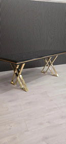 Luna Black & Gold Metal Finish Dining Table Only
