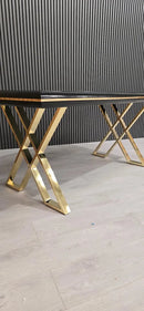 Luna Black & Gold Metal Finish Dining Table Only