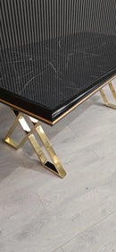 Luna Black & Gold Metal Finish Dining Table Only