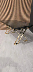 Luna Black & Gold Metal Finish Dining Table Only