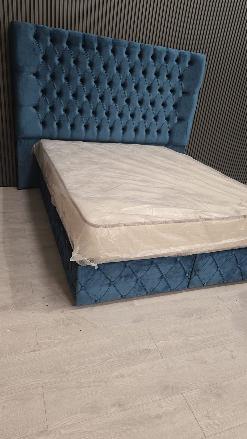 Artemest Divan Ottoman Bedframe In Teal Velvet Without Mattress