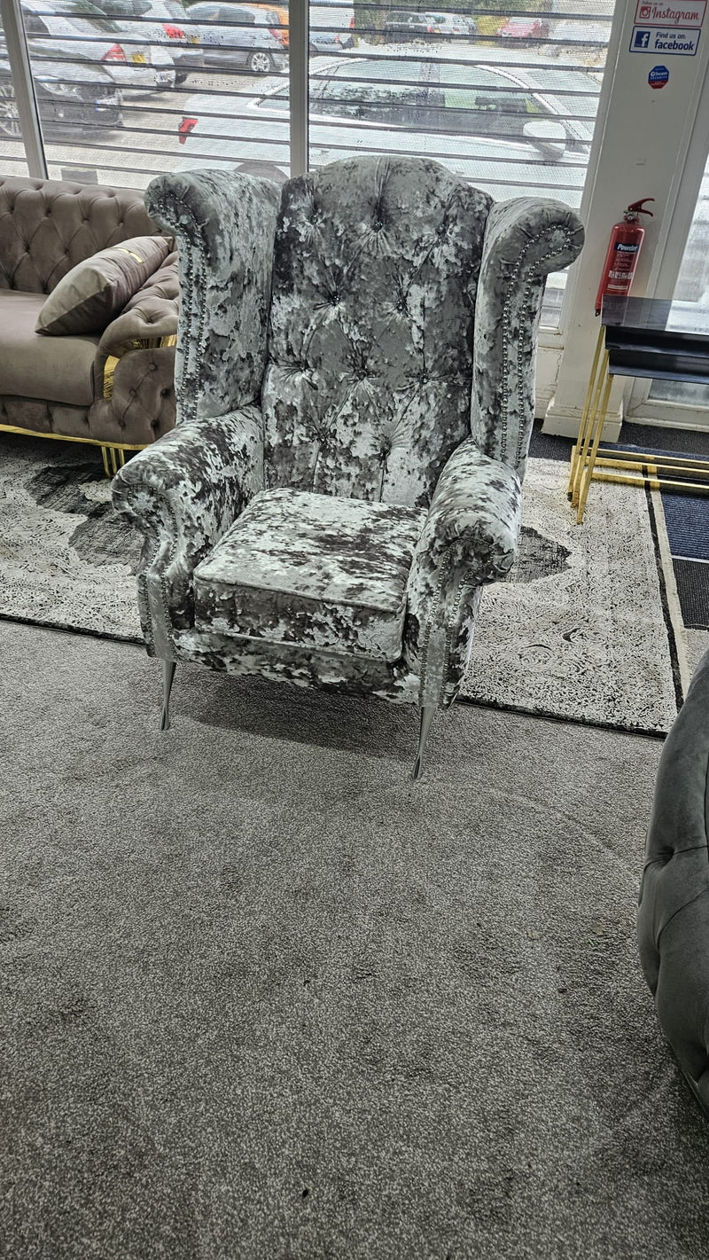 Queen Ann Chair Chesterfield Shabby Chic Mercury Lustro Arm Chair