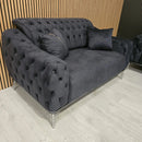 Monalisa 3+2 Seater Sofa Set – Steel Velvet with Chrome Detailing & Legs | Luxury Modern Sofa