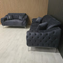 Monalisa 3+2 Seater Sofa Set – Steel Velvet with Chrome Detailing & Legs | Luxury Modern Sofa