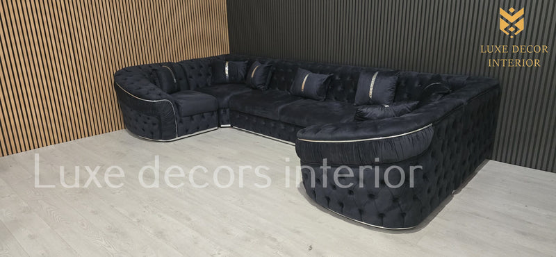 Ambassador U Shape Sofa Anthracite & Chrome