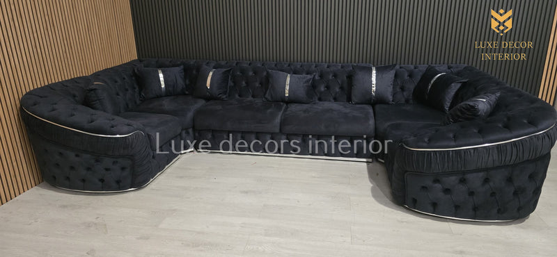 Ambassador U Shape Sofa Anthracite & Chrome