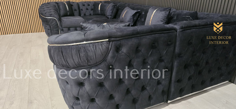 Ambassador U Shape Sofa Anthracite & Chrome