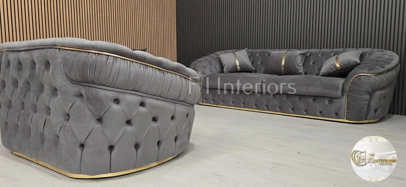 Ambassador 1 Seater In Grey & Gold