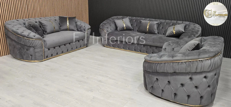 Ambassador 1 Seater In Grey & Gold