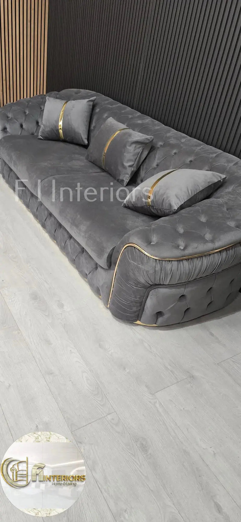 Ambassador 1 Seater In Grey & Gold