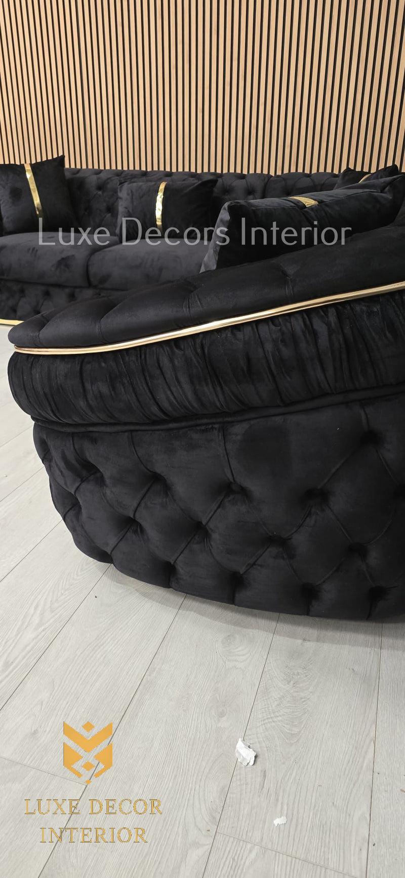 Ambassador Corner Sofa  270cm x 270cm Black Plush Velvet