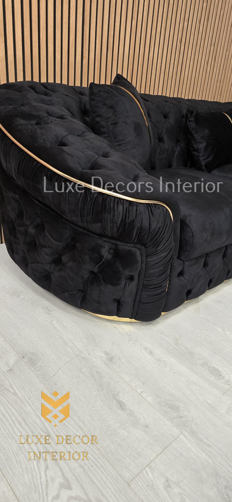 Ambassador Corner Sofa  270cm x 270cm Black Plush Velvet