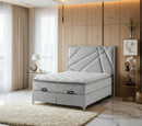 Helix Divan Bed & Mattress Set Kingsize Silver Velvet & Chrome CELEBRITY INTERIORS