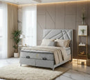 Helix Divan Bed & Mattress Set Double Silver Velvet & Chrome CELEBRITY INTERIORS