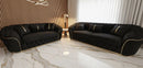 Ambassador 3+2+1 Seater Sofa Set – Black Velvet with Gold Detailing | Luxury Modern Living