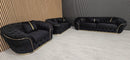 Ambassador 3+2+1 Seater Sofa Set – Black Velvet with Gold Detailing | Luxury Modern Living