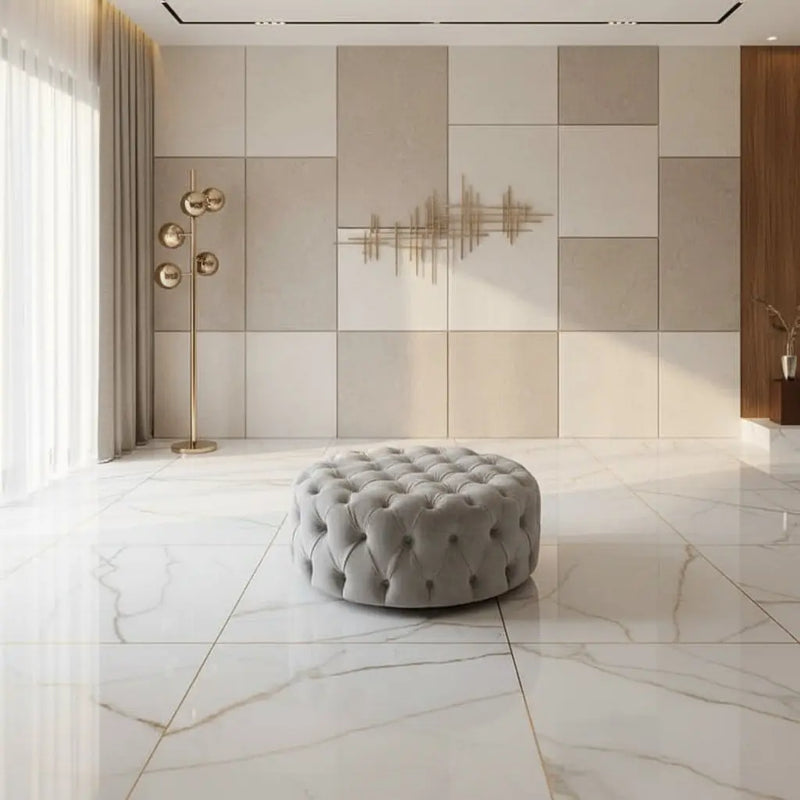 Chesterfield Round Sofa Footstool – Full Upholstery Design