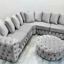 Chesterfield Round Sofa Footstool – Full Upholstery Design