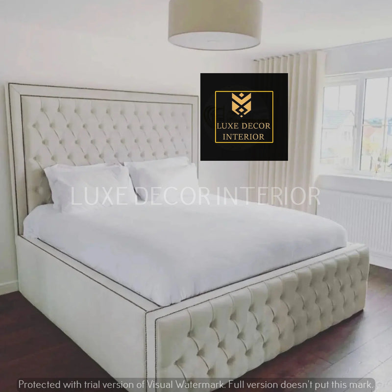 Edwardo Bedframe in Plush Velvet – Bespoke Handcrafted Chesterfield Design