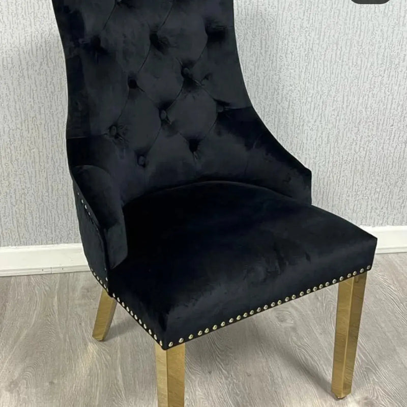 Majestic Velvet Dining Chair Gold Circle Knocker