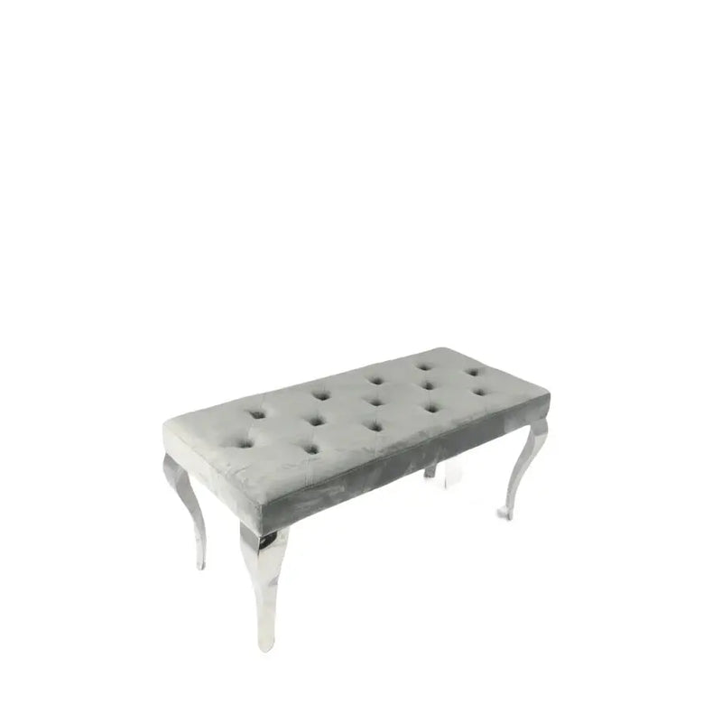 Lewis Silver & Dark Grey Upholstered Bench – with Chrome Legs furnish 365