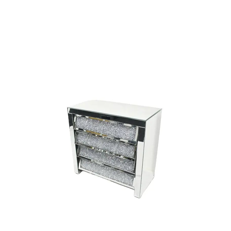 Roma 4 Drawer Chest – Mirrored Crushed Diamond Storage Unit AWS