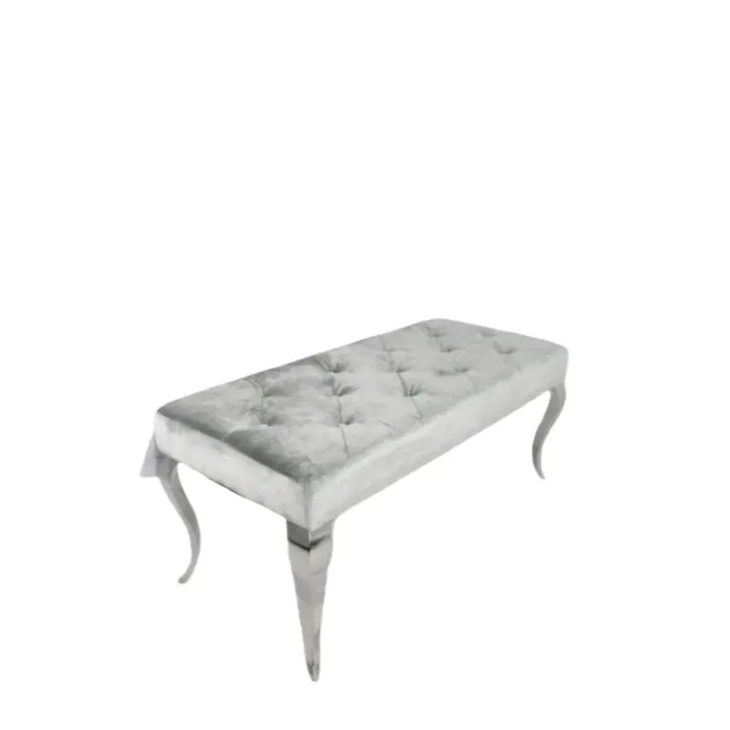 Lewis Silver & Dark Grey Upholstered Bench – with Chrome Legs furnish 365