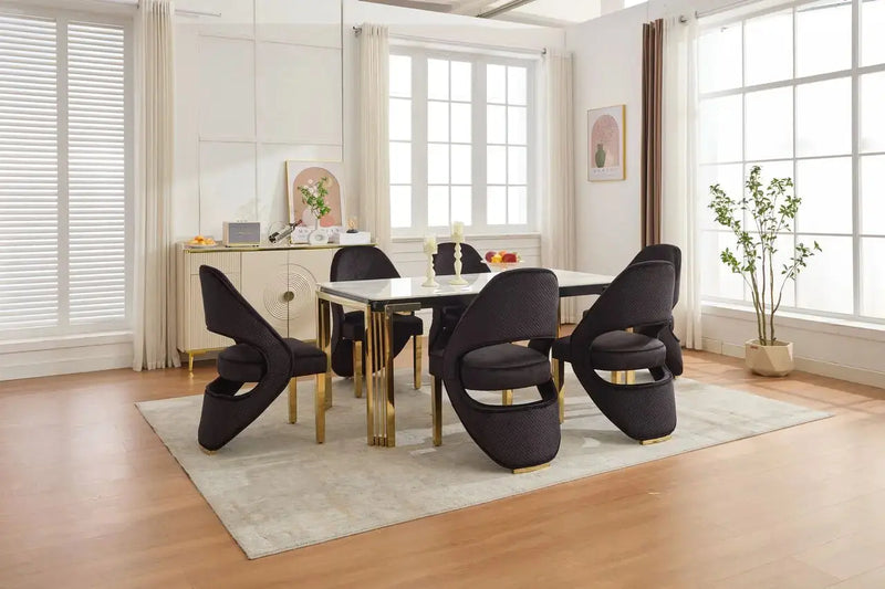 Santorini Sintered Stone Dining Table & Santorini Dining Chair Set – Modern Luxury Dining Collection Celebrity Interiors