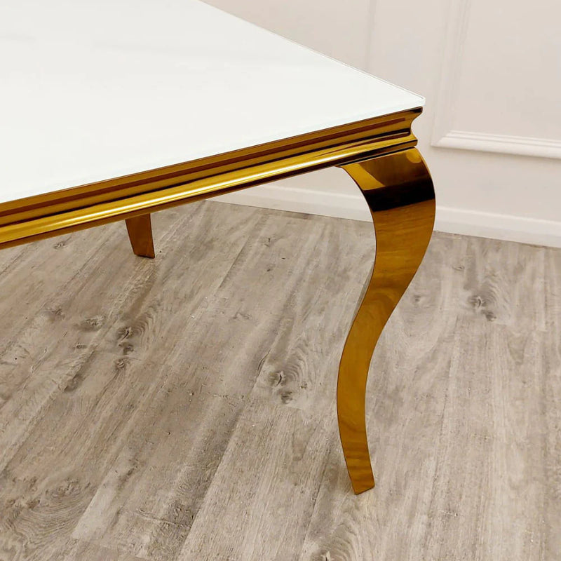 Louis Dining Table Gold with Glass/Sintered Stone Top