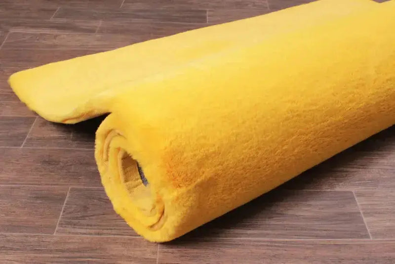 LUXE FAUX FUR RUG PLAIN OCHRE