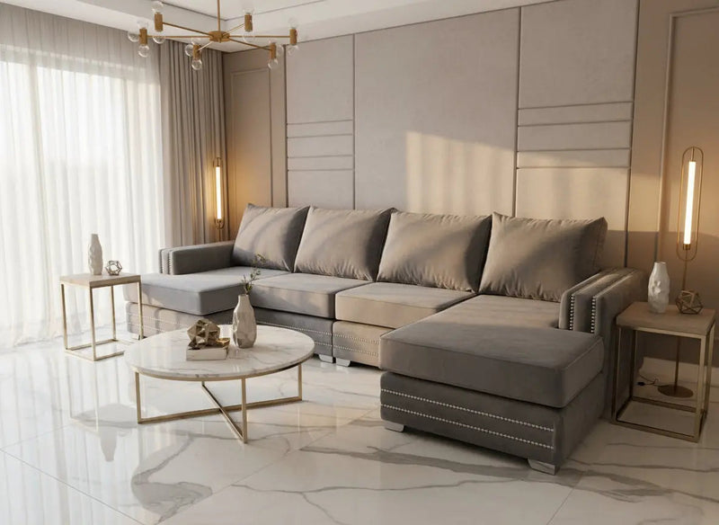 Ambassador Premium Velvet Double Chaise Corner Sofa Suite