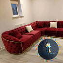 Khalifah Sofa 3+2 In Red & Gold - Now On Sale