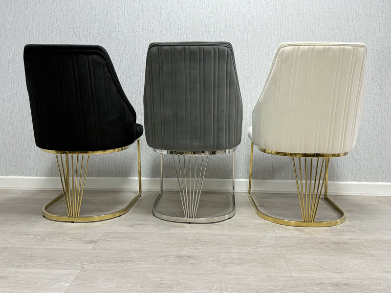 Lasco Plush Velvet Dining Chairs - Available In 4 Colours - Set Of 2
