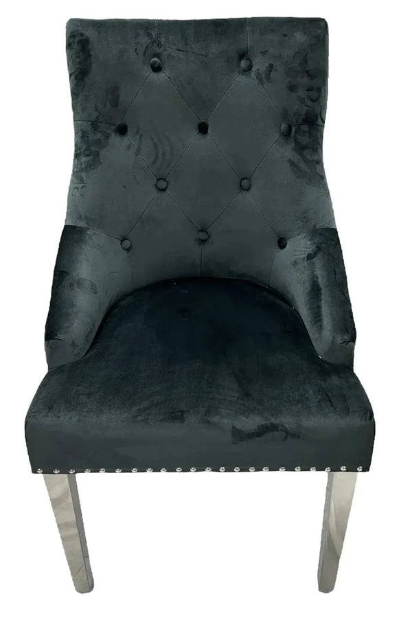 Roma Dining Chair in Black Velvet