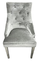 Roma in Silver Grey with Lion  knocker Dining Chair