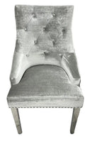 Lexi Chair Silver Shiny Pewter Velvet & Chrome Legs