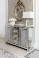 Roma 2 Door 3 Drawer Large Sideboard – Crushed Diamond Mirrored Finish | Luxury Home Furniture AWS