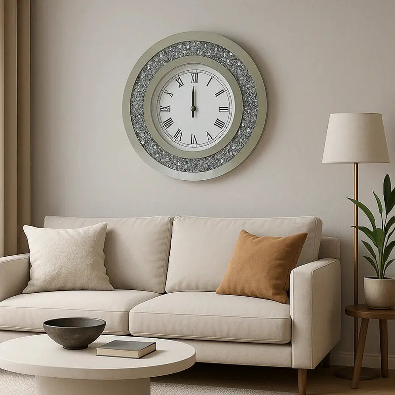Crushed Diamond Round Wall Clock ASR INTERIOR