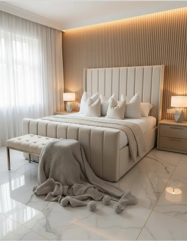 Roma Wingback Plush Velvet Bed – Bespoke Handcrafted Bedstead (Made in the UK)