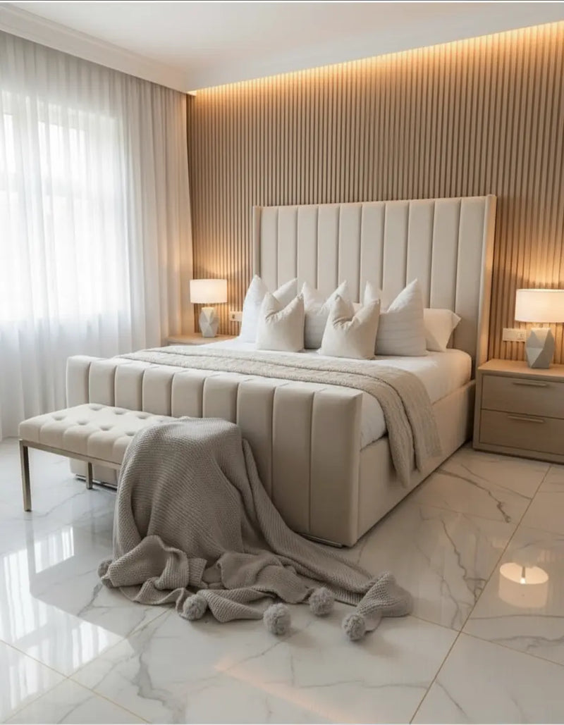 Roma Wingback Plush Velvet Bed – Bespoke Handcrafted Bedstead (Made in the UK)