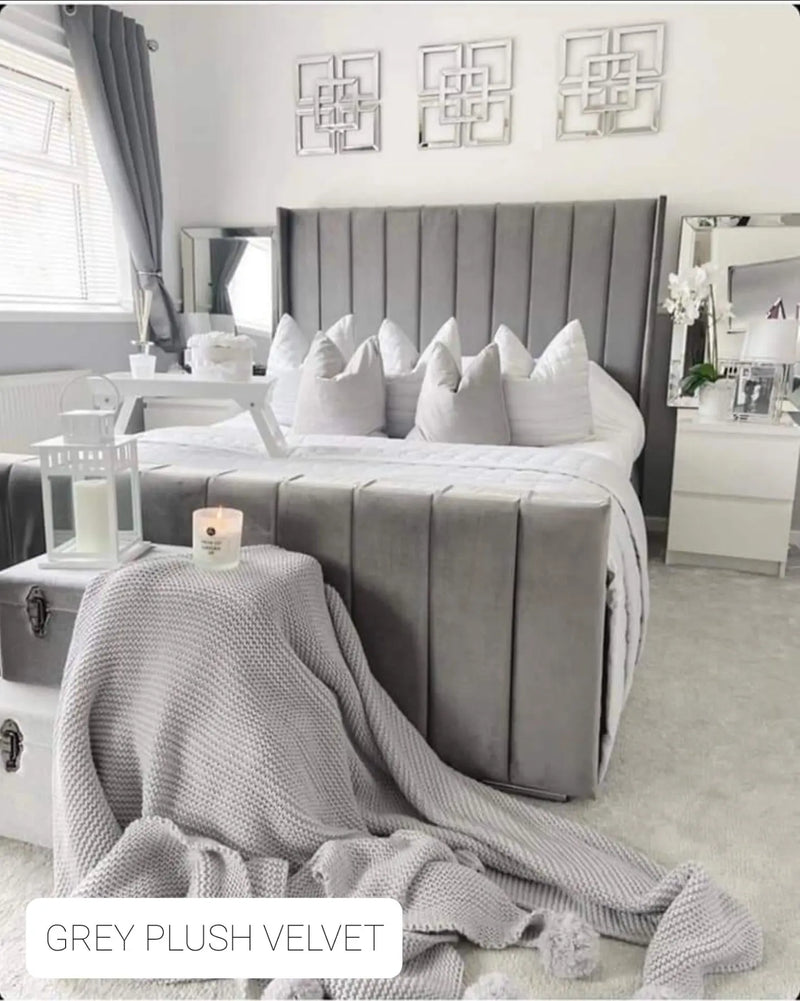 Roma Wingback Plush Velvet Bed – Bespoke Handcrafted Bedstead (Made in the UK)