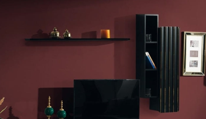 LOTUS WALL MOUNT CABINETS + SHELF BLACK & GOLD