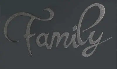 Silver Glitter Family on Smoke Glass