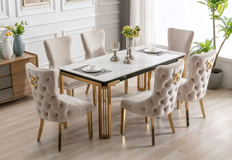 Sorrento Rectangle Ceramic Gold Dining Table – 150cm & 180cm ASR