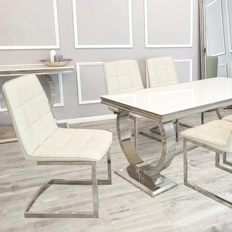 Tara Faux Leather Dining Chair  with plain Back & Stitch Detail