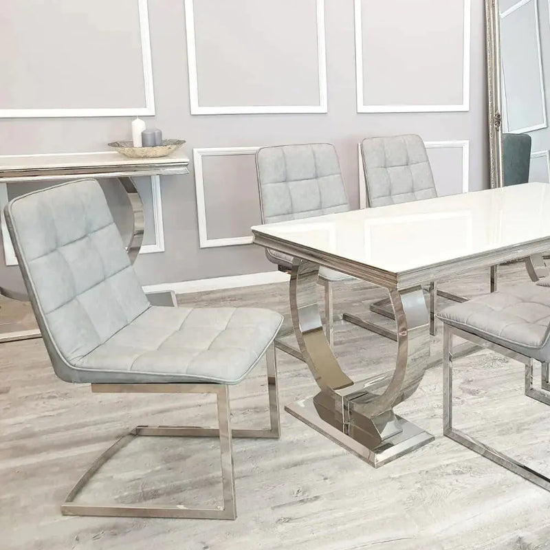 Tara Faux Leather Dining Chair  with plain Back & Stitch Detail