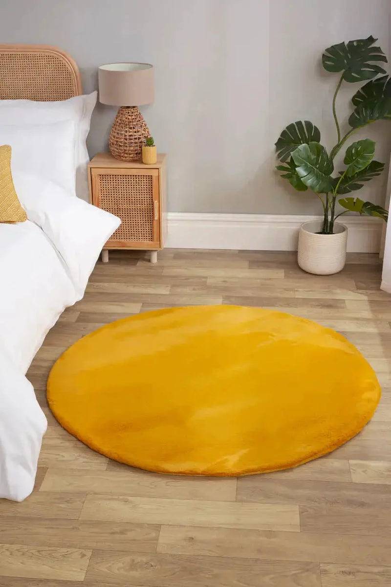 LUXE FAUX FUR RUG PLAIN OCHRE