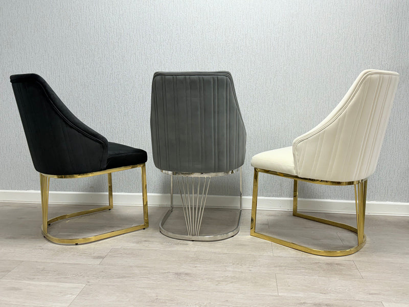 Lasco Plush Velvet Dining Chairs - Available In 4 Colours - Set Of 2