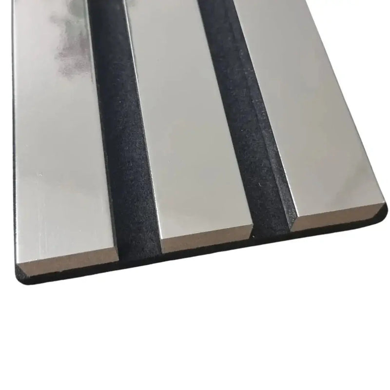 Acoustic Wood Slatted Wall Panels - Chrome Metallic (pack of 4) F I INTERIORS